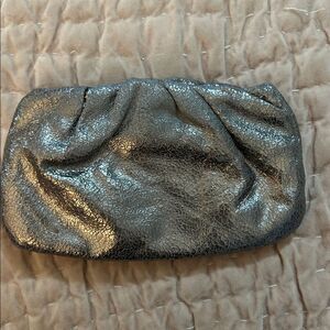 Minx leather metallic Silver Clutch Bag